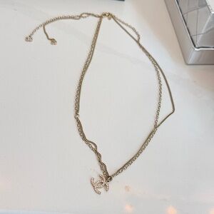 CHANEL Gold Palm Tree Pendant Necklace